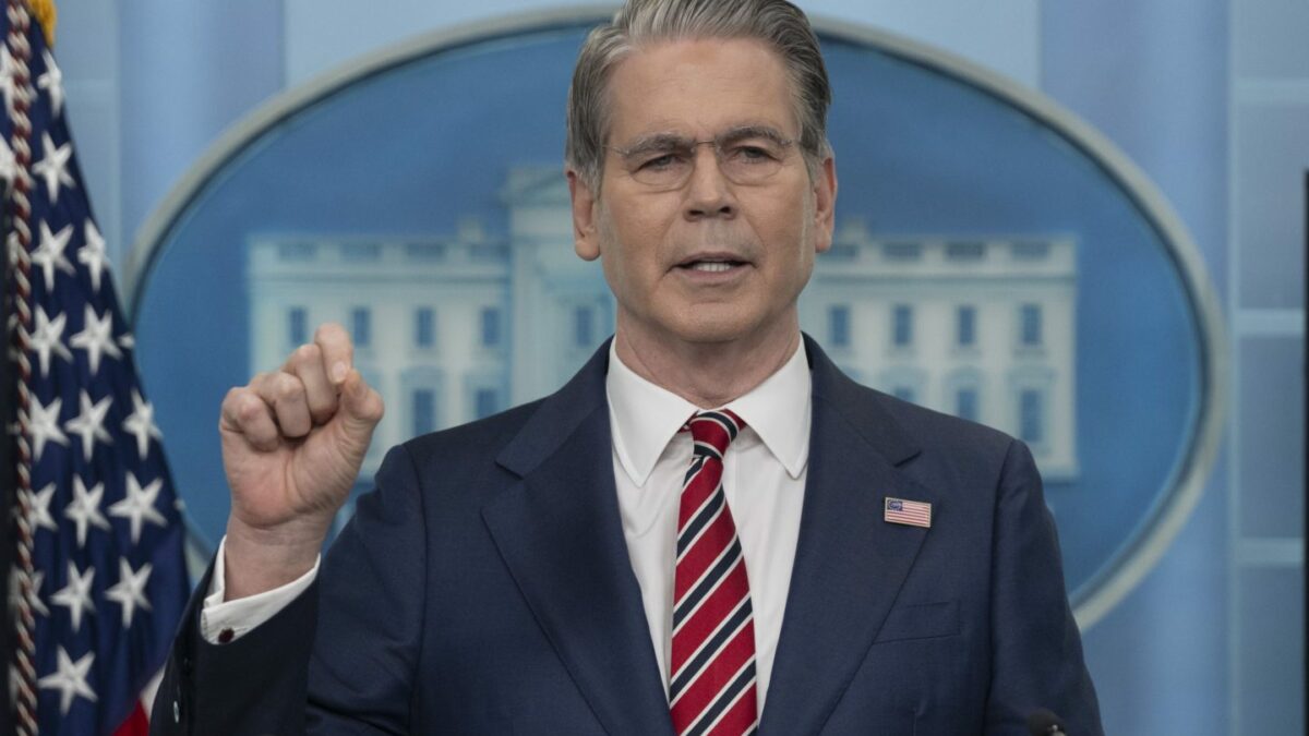 Treasury Secretary Scott Bessent speaks at the White House Press Briefing room on April 15, 2026.