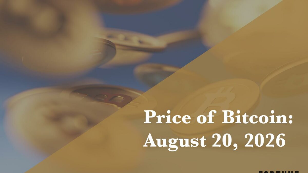 Current price of Bitcoin for Aug. 20, 2026