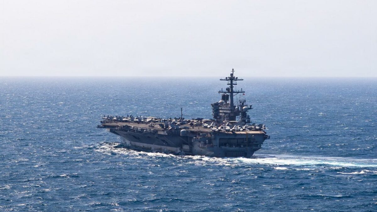 Nimitz-class aircraft carrier USS George Washington (CVN 73) operates in the U.S. 5th Fleet area of operations, Sept. 8, 2026.