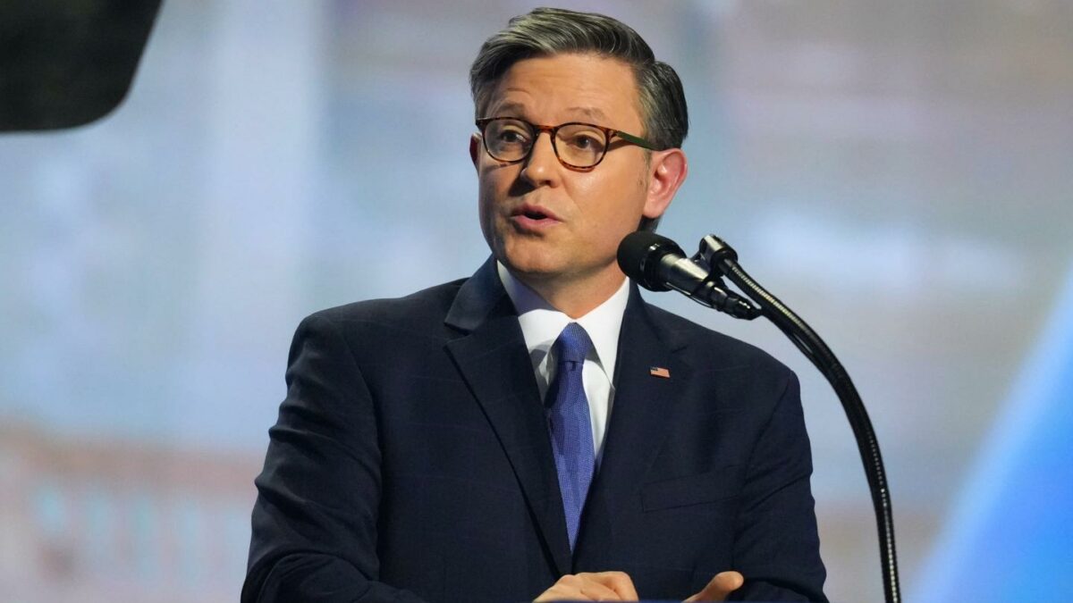 Speaker of the House Mike Johnson of Louisiana, speaks at the Republican convention Thursday, Sept. 10, 2026, in Dallas.