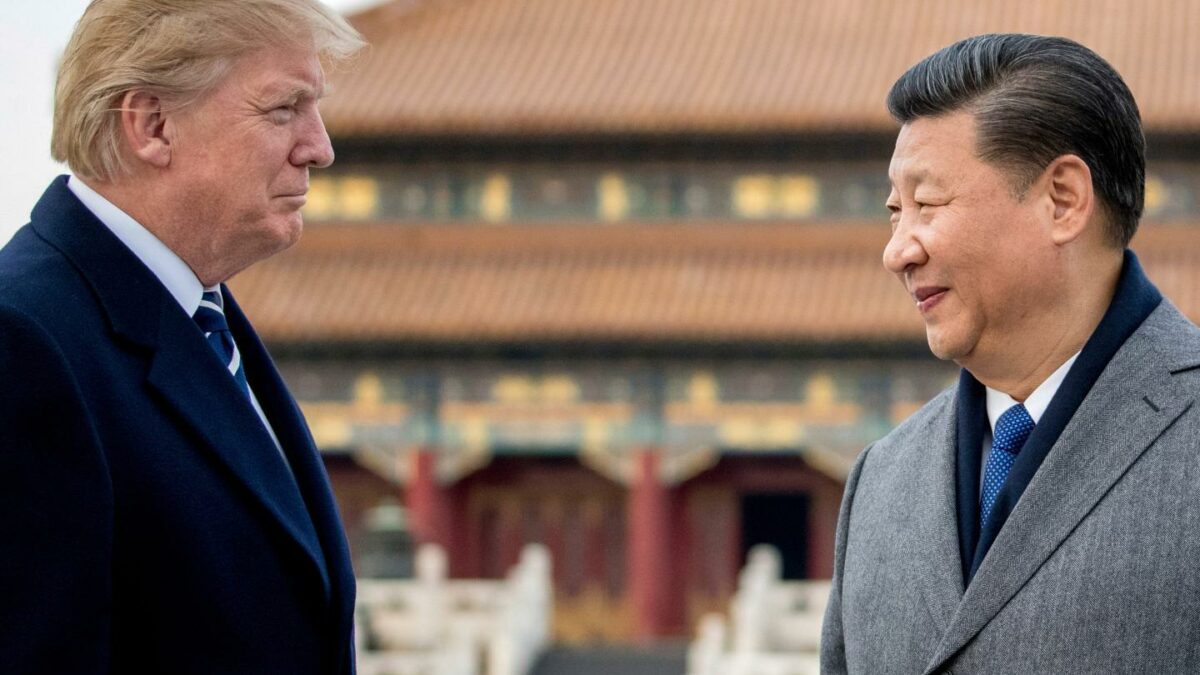 President Donald Trump, left, and Chinese President Xi Jinping tour the Forbidden City, Nov. 8, 2017, in Beijing, China.