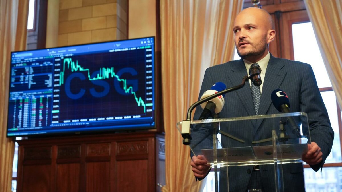 Michal Strnad, chairman of CSG NV, during the company's listing ceremony at Euronext Amsterdam in Amsterdam.