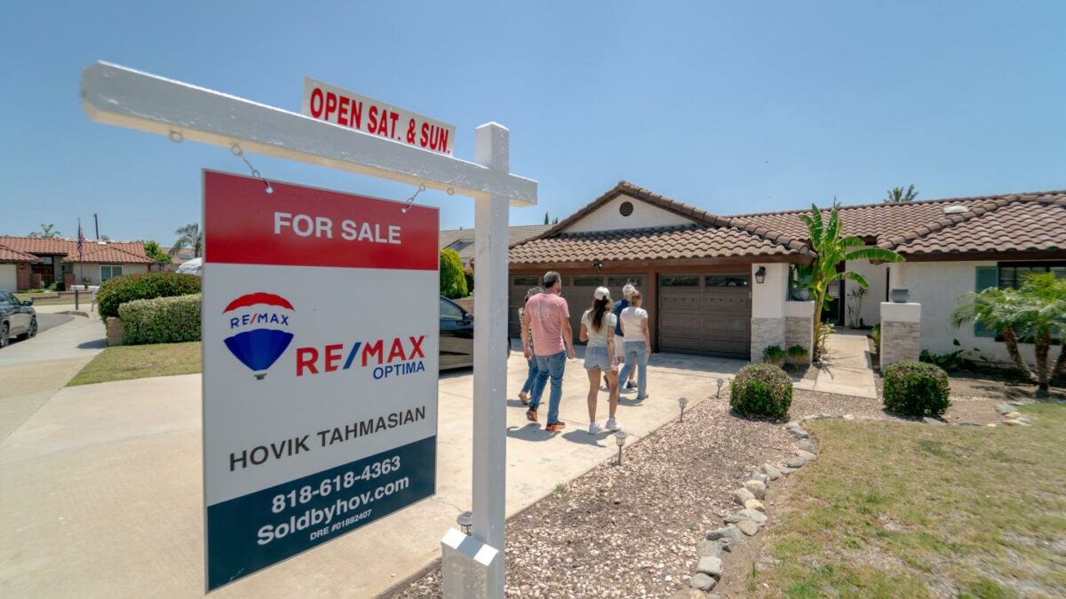 Prospective buyers arrive during an open house in Rancho Cucamonga, California, on Saturday, May 9, 2026.