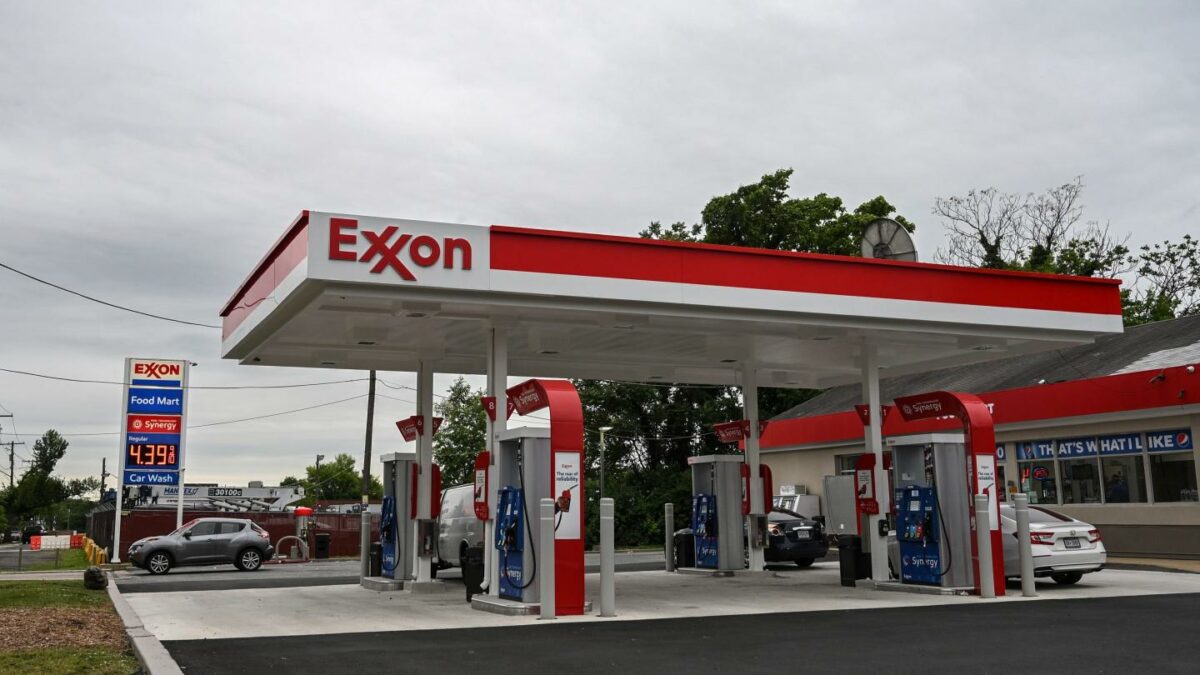 An Exxon gas station in Washington, DC, US, on Thursday, May 21, 2026.