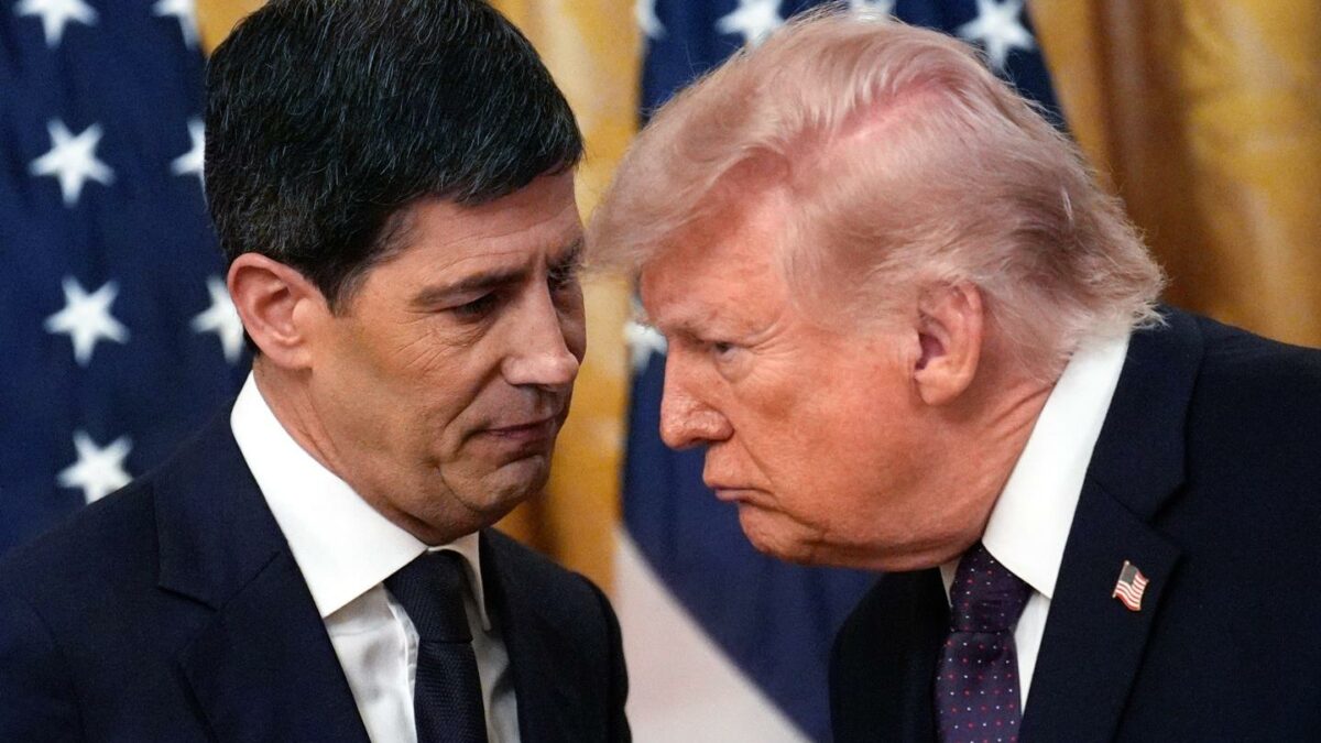 US President Donald Trump, right, and Kevin Warsh, chairman of the US Federal Reserve, during a swearing-in ceremony in the East Room of the White House in Washington, DC, US, on Friday, May 22, 2026.