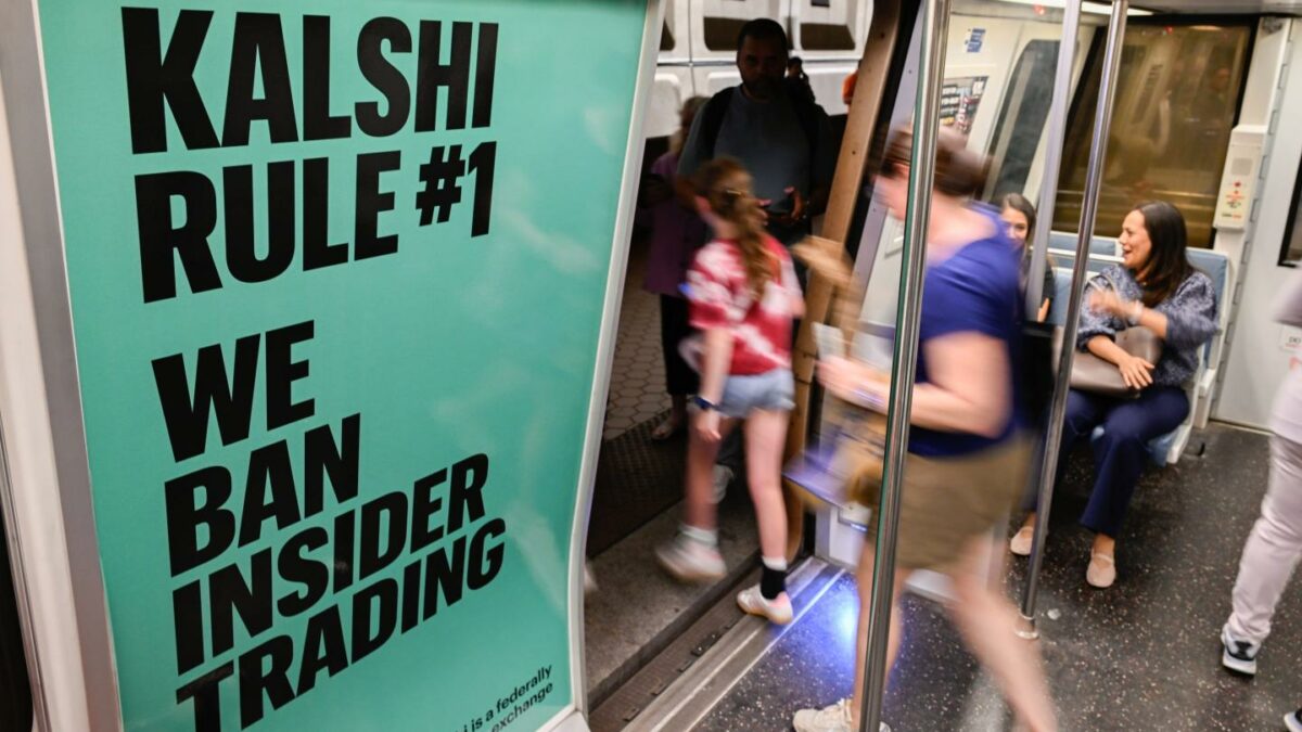 A Kalshi advertisement on a Metro train in Washington, DC, US.