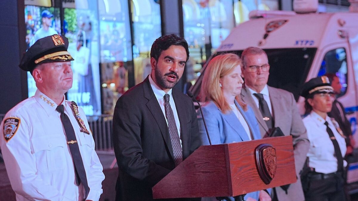 Photo of New York City Mayor Zohran Mamdani speaking at a press conference